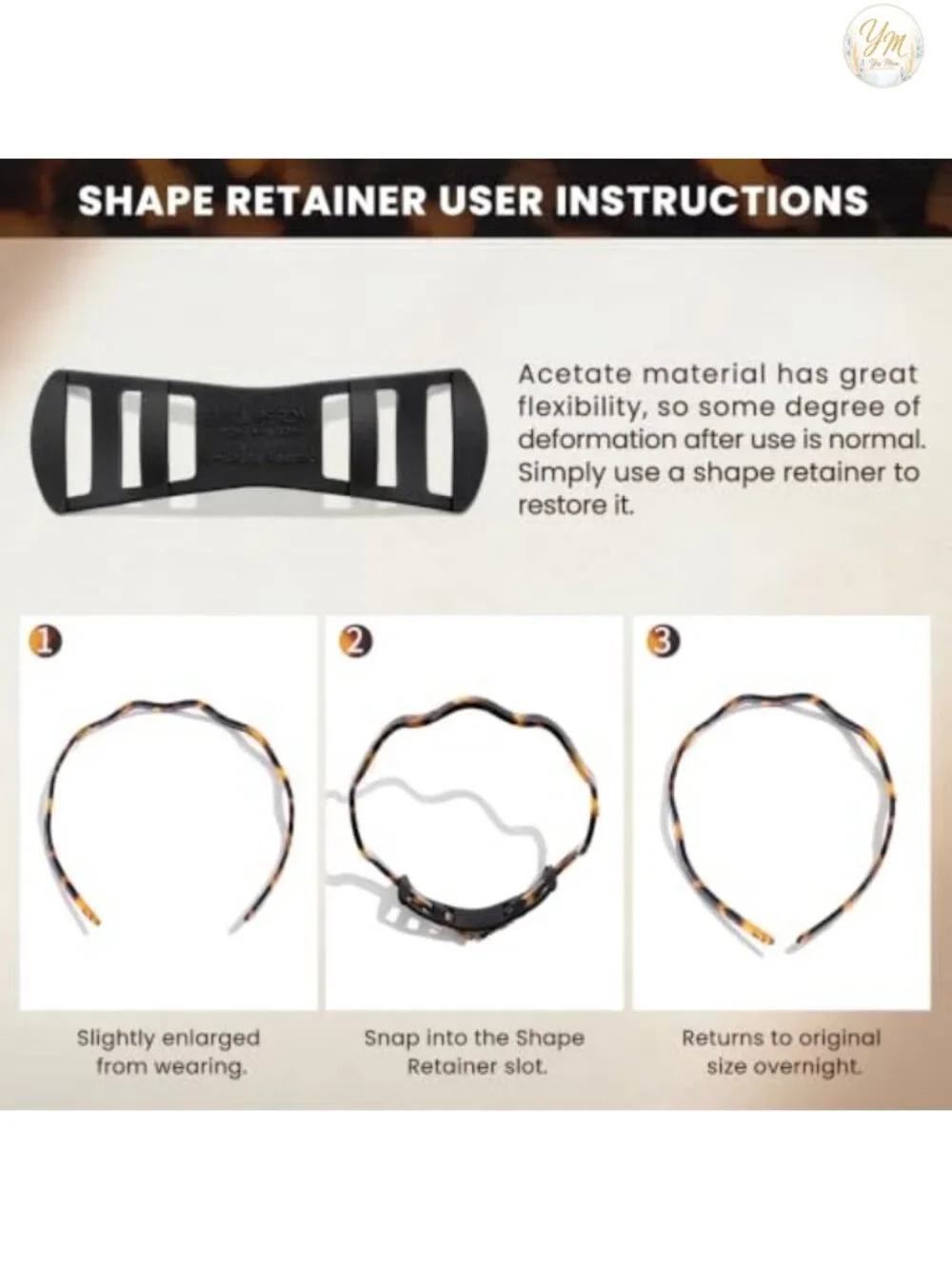 Acetate Sheet Wavy Headband for Glasses Eyewear Friendly No Headache